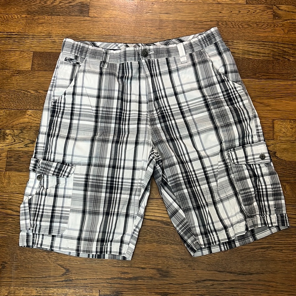 Age of Wisdom-Mens Plaid Cargo Shorts